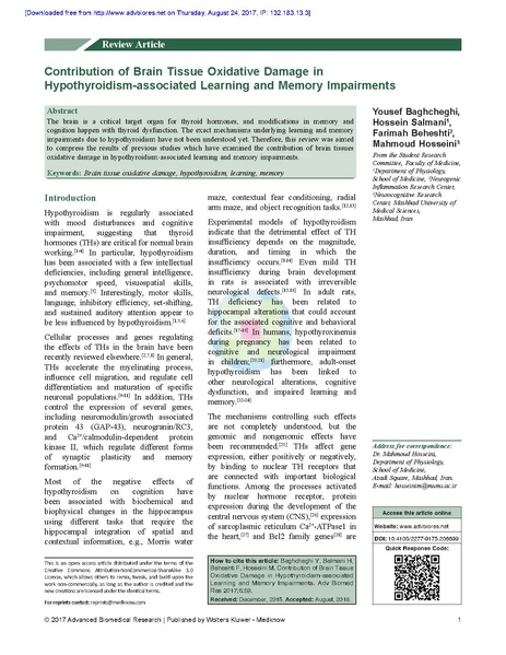 File:Baghcheghi Advanced Biomedical Research 2017 - Brain tissue oxidative damage in hypothyroidism.pdf