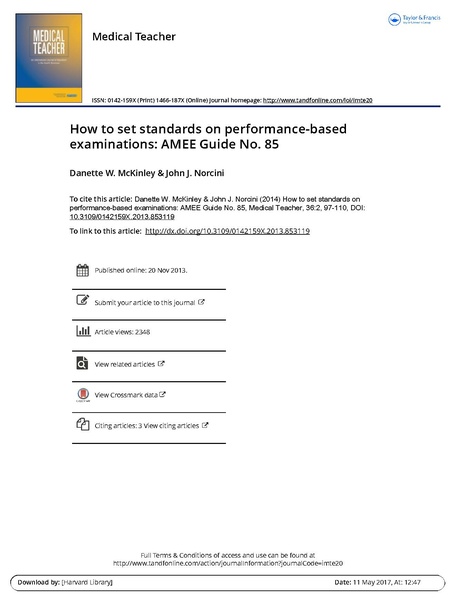 File:How to set standards on performance based examinations AMEE Guide No 85.pdf