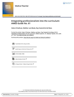 Integrating professionalism into the curriculum AMEE Guide No 61.pdf
