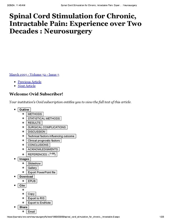 Spinal Cord Stimulation Wikianesthesia
