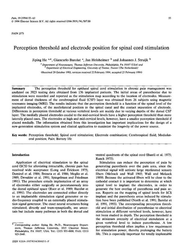 Spinal Cord Stimulation Wikianesthesia