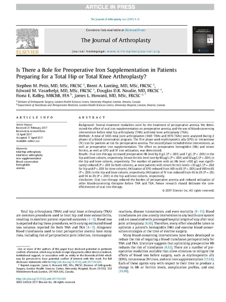 File:Petis 2017 Journal of Arthroplasty - Preop Iron for Hips and Knees.pdf