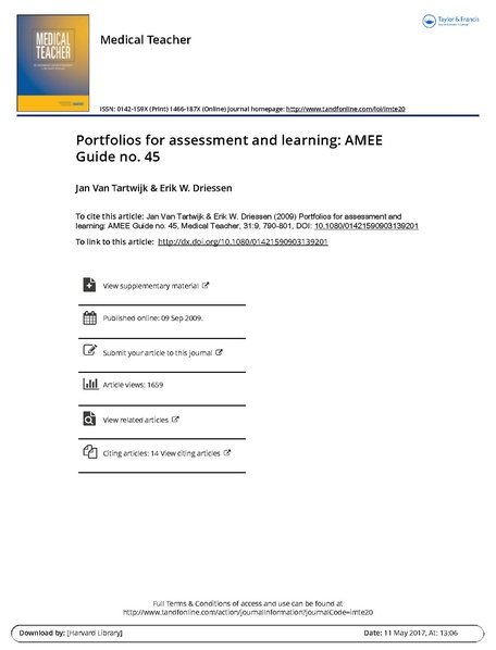 File:Portfolios for assessment and learning AMEE Guide no 45.pdf