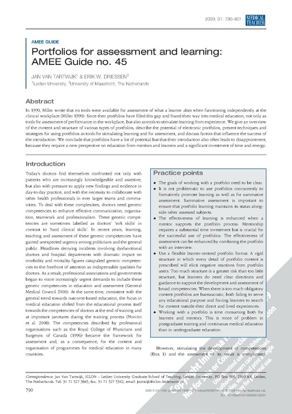 File:Portfolios for assessment and learning AMEE Guide no 45.pdf