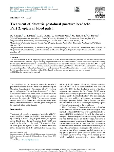 File:Russell, Treatment of obstetric post-dural puncture headache part 2.pdf