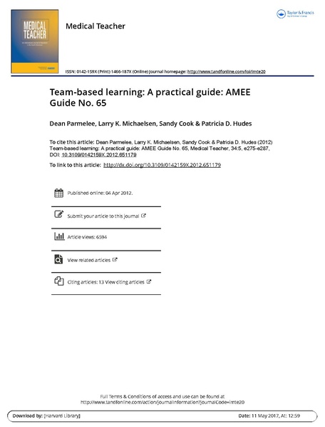 File:Team based learning A practical guide AMEE Guide No 65.pdf