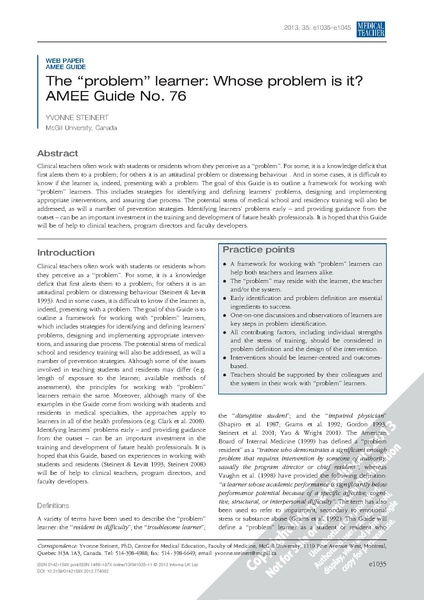 File:The problem learner Whose problem is it AMEE Guide No 76.pdf