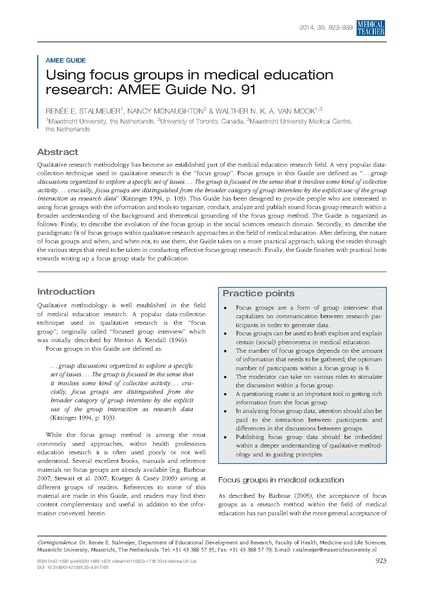 File:Using focus groups in medical education research AMEE Guide No 91.pdf