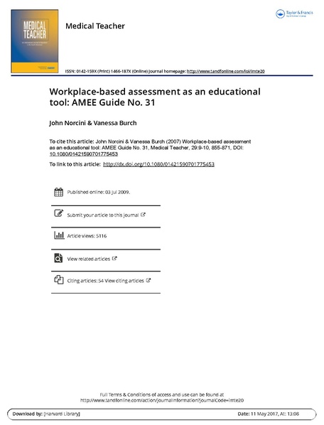 File:Workplace based assessment as an educational tool AMEE Guide No 31.pdf